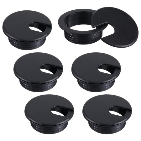 ‎Ajcotahm [해외]사무실 컴퓨터 테이블 전선 및 코드 정리를 위한 6개의 책상 그로밋 1.5인치 플라스틱 구멍 커버 블랙 케이블