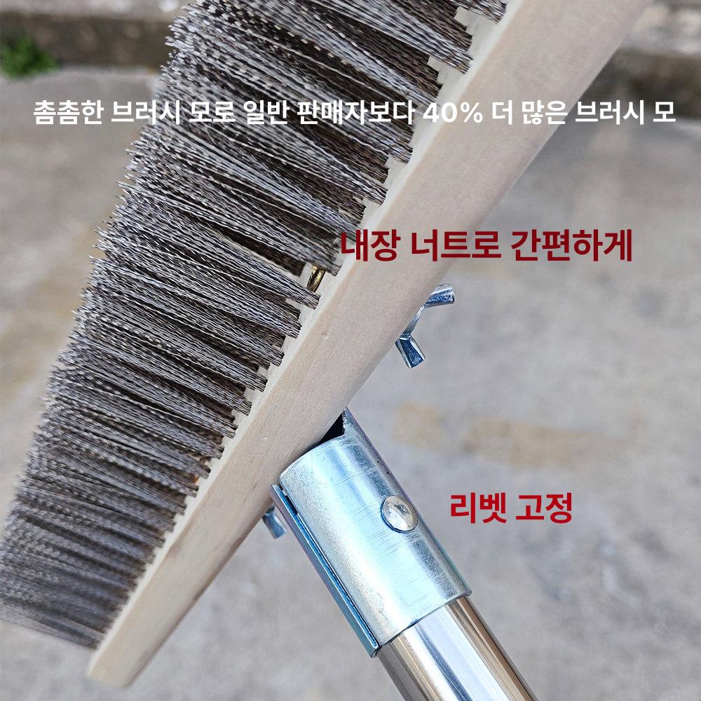 철 브러시 빗자루 청소용 대형 야외 주방 밀대 녹제거 20cm 손잡이 304스테인리스스틸와이어 - 상세 이미지 3
