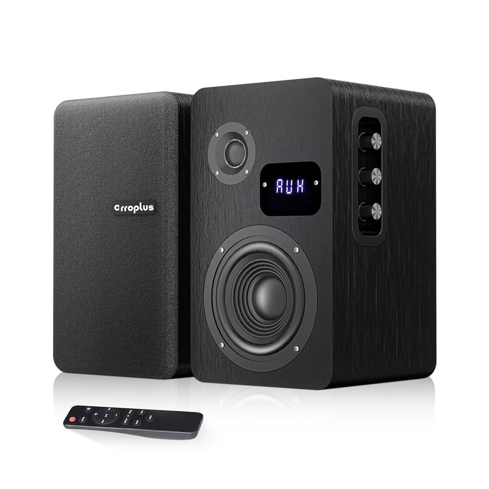 Orroplus 액티브 북쉘프 스피커, 70W 홈 유선 광학/ARC/RCA/AUX/BT 플레이어 포함 PC 스피커 모니터용 페어 TV 4인치 턴테이블 게이밍 입력 우퍼 HiFi - 상품 이미지