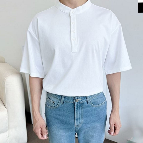 빅사이즈 남자 차이나 반팔 티 캐주얼 남성 차이나 티셔츠 루즈핏 - 상세 이미지 2