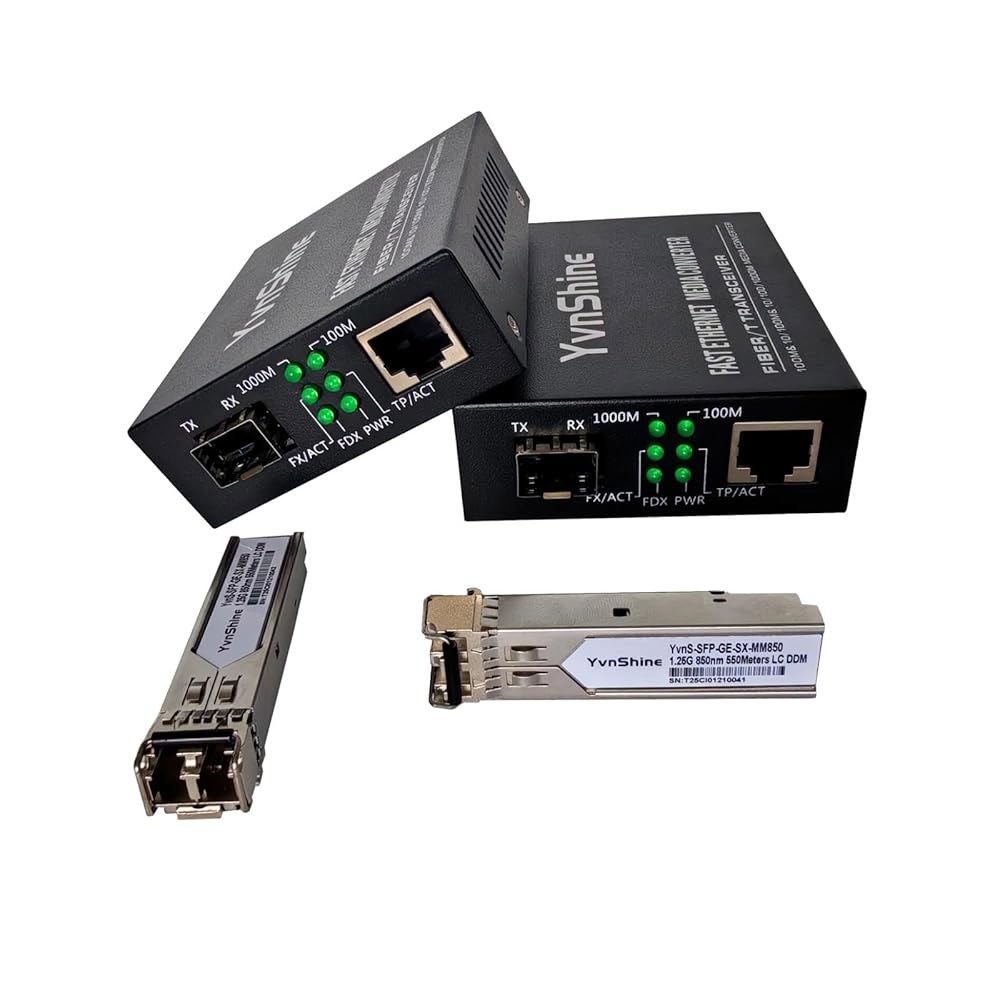 파이버 - 이더넷 미디어 컨버터 SFP LAN, 자동, 2팩, ISP용 MMF, 550m, 기가비트 모드 멀티 2개, CCTV, 모듈 센터, 10/100/1000Mbps 데이터 - 상품 이미지