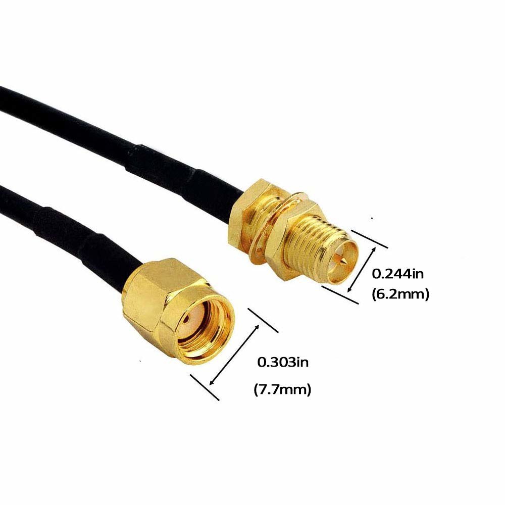 CORONIR 2팩 10.1m(33피트) Wi-Fi 안테나 커넥터 브릿지 RP-SMA 무선 카메라용 수 라우터 IP 연장 - 케이블 암 카드 네트워크 LAN 보안 - 상세 이미지 3