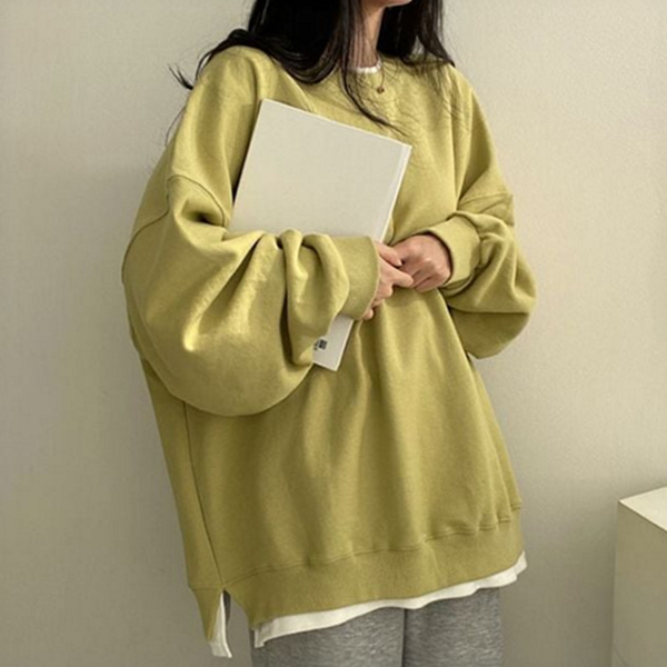 루즈핏 여성 긴 팔 티셔츠 데 여성 레이어드 티셔츠 박시핏 - 상품 이미지
