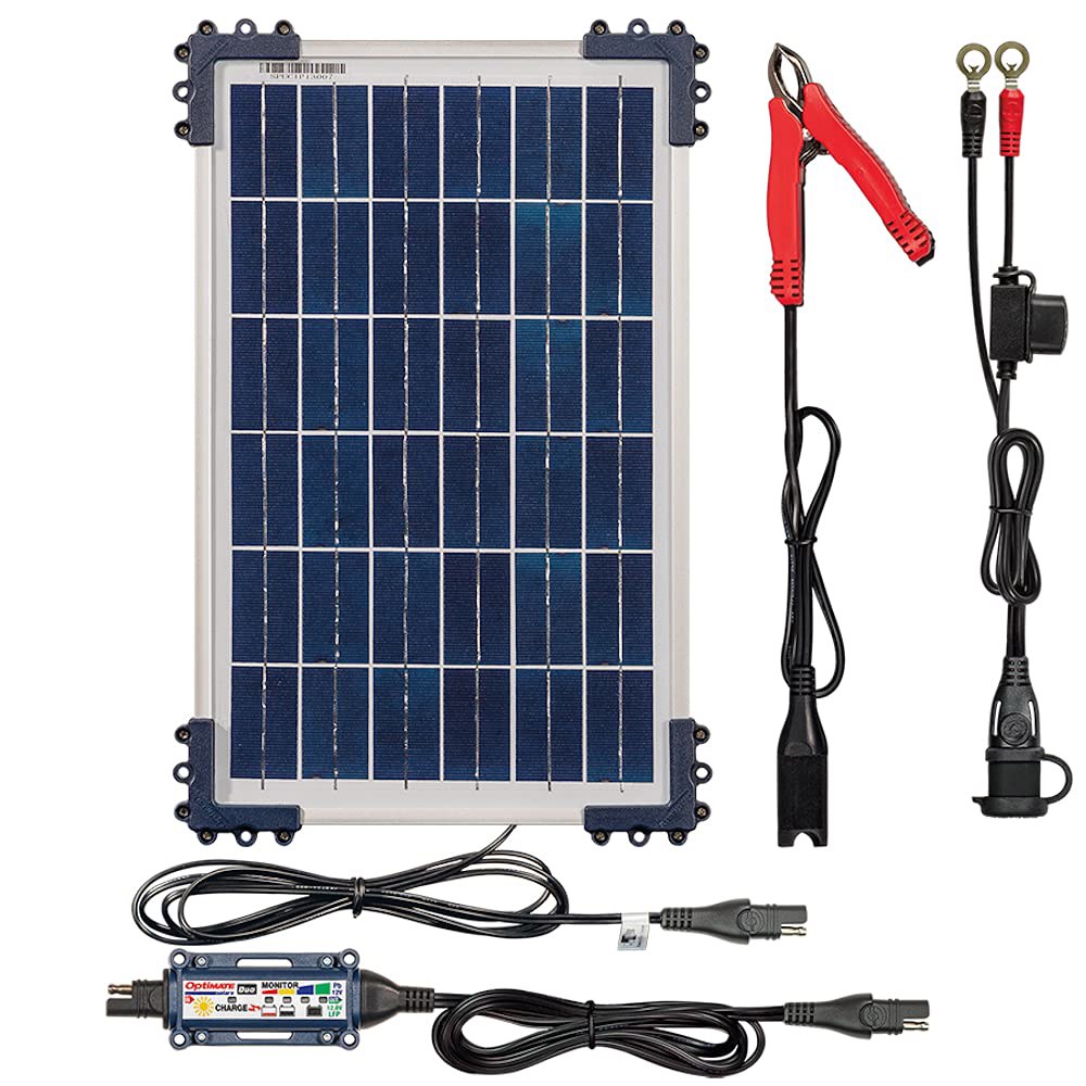 테크메이트 옵티메이트 태양광 듀오 + 10W 패널, TM-522-D1, 6단계 12V / 12.8V 0.83A 밀폐형 배터리 절약 충전기 및 유지보수기 - 상품 이미지