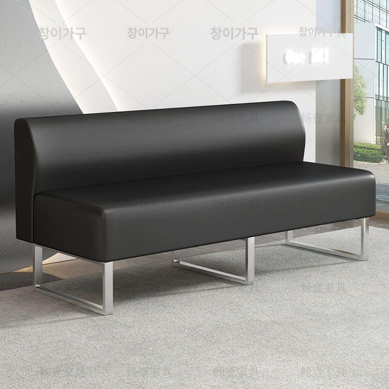 대기실 소파 벤치 3인용 바버샵 2 의자 뷰티숍 매장 블랙 스테인리스스틸 4인용 - 상품 이미지