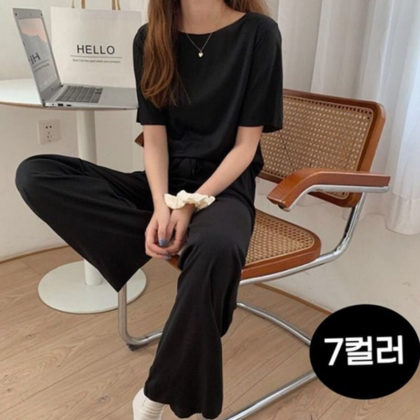 플리츠 여성 냉감 세트 파자마 여성 홈 웨어 세트 상하복 - 상품 이미지