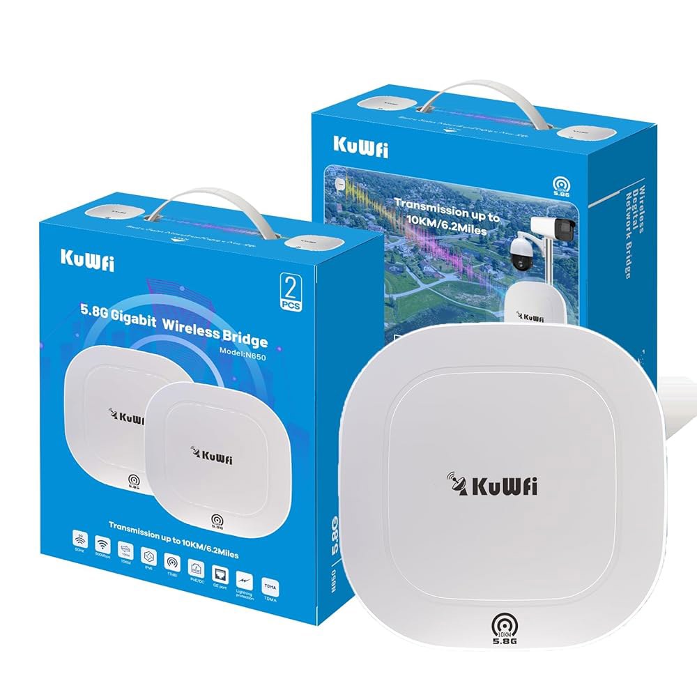 KuWFi 5.8G 기가비트 포인트 투 야외 브릿지 라우터/카메라 10KM 장거리 무선 CPE, 스타링크 지원 Wi-Fi TDMA 확장, 별채로 키트, CPE120 - 상품 이미지
