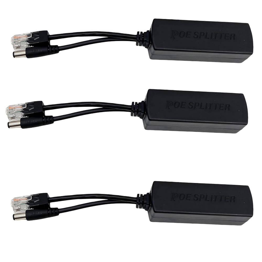 48V to 12V IEEE 802.3af 미디어 IP PoE 스피커용, 플레이어, 3팩 카메라, 스플리터, 48v TO12v 3 Pack - 상품 이미지