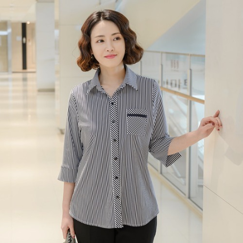 엄마옷 조이마담 T50064 스트라이프 7부 남방 셔츠블라우스 중년여성의류 - 상품 이미지