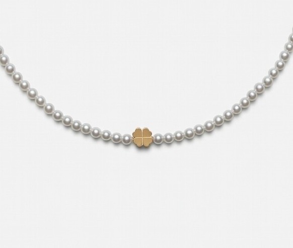 14K 골드 (네잎클로버 장식) 3mm 담수진주  목걸이AAA+ - 상세 이미지 4