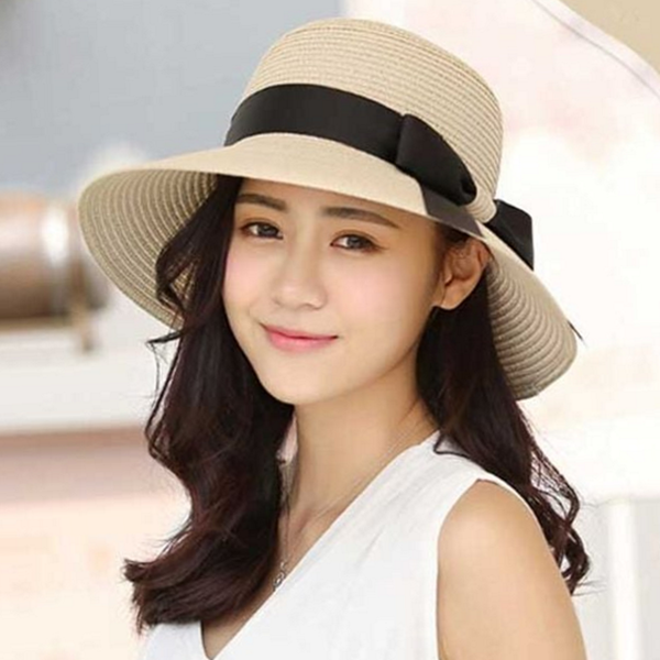 라피아 여성 밀짚 모자 비치 여성 여름 모자 바캉스 해변 - 상품 이미지