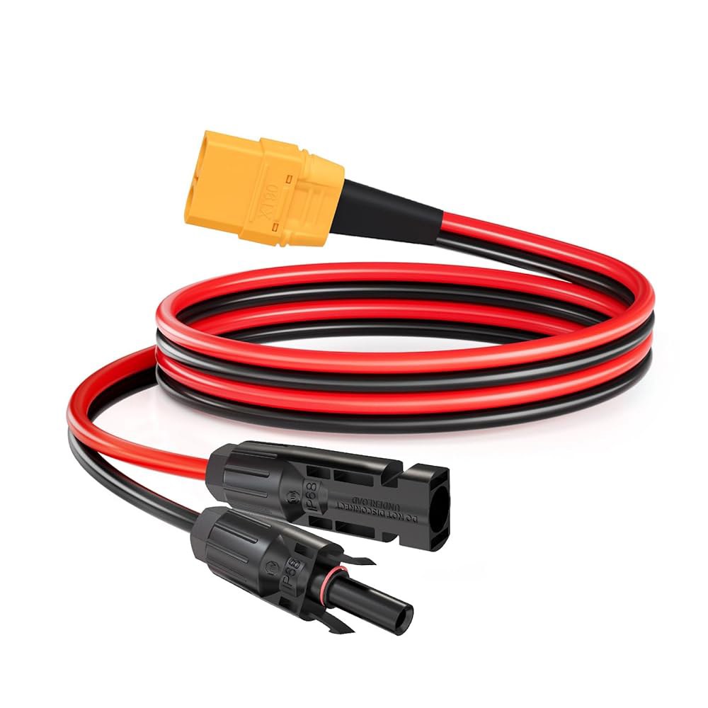 ELFCULB XT90 태양열 케이블, 10AWG 2FT 패널 휴대용 발전소용 암-태양열 커넥터 케이블 2FT 10AWG - 상품 이미지