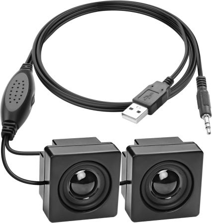 [해외]볼륨 컨트롤 USB 전원 스테레오 히든 타입의 PC 노트북용 소형 스피커 - 120만/3.9피트 1쌍용 데스크탑 PC용 3.5mm TRS 입력용 XMSJSIY 미니 컴퓨터