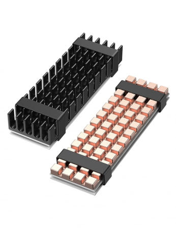 [해외]2280 NVMe PCIe 열 패드가 있는 구리 및 알루미늄 쿨러용 GRAUGEAR 듀얼 M.2 SSD 히트싱크 키트 속도를 높이고 수명을 연장하는 패시브 냉각 기능