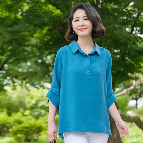엄마옷 조이마담 T51698 핀턱 버튼 블라우스 중년여성의류 - 상품 이미지