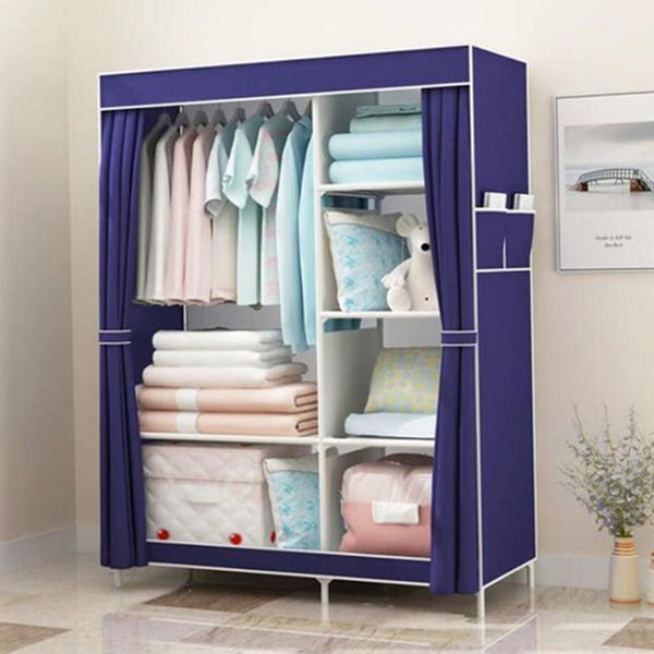 선반형 패브릭 옷장 덮개형 접이식 옷장 싱글 더블 간편 조립