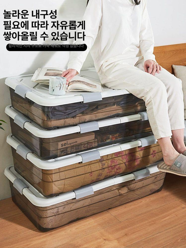 침대밑수납 언더베드 정리함 가방 이불 수납함 더블 침대밑 패브릭 이불정리함 납작한수납 - 상세 이미지 4