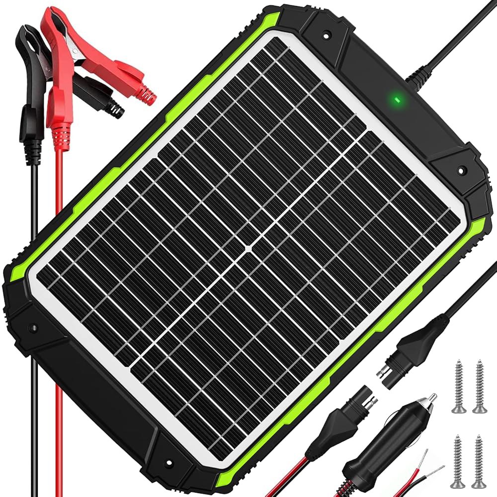 Sun Energyise 20W 12V 태양광 배터리 충전기 및 유지보수, 스마트 MPPT 충전 컨트롤러 내장, 방수 20와트 12볼트 패널 트리클 키트 자동차 오토 보트 RV - 상품 이미지