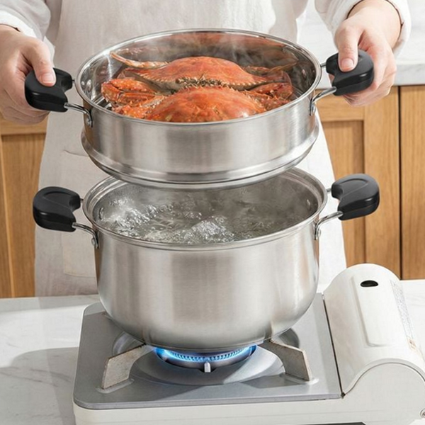 2단 스텐 찜기 세트 다단 스테인레스 찜기 24cm 인덕션 대용량 - 상품 이미지