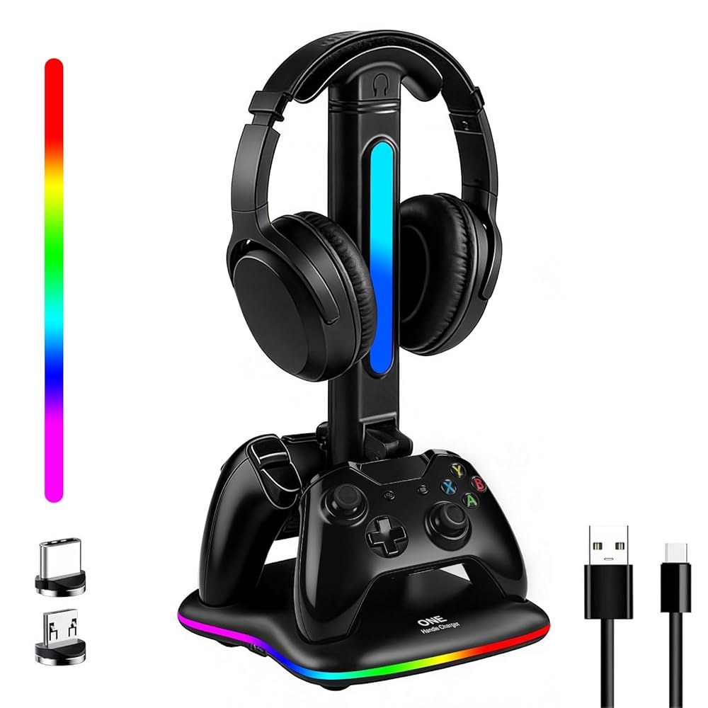 JDGPOKOO Controller Charger with RGB Headphone Stand for Xbox Series X/S/One/One S/X, XSX Station, - 상품 이미지