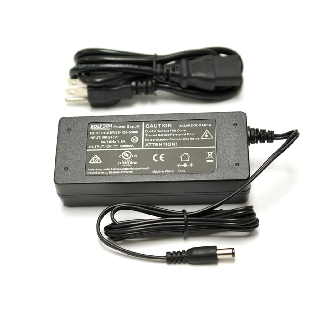[UL 등록] CCTV 보안 카메라 나이트 스완 범용 AC 채널 어댑터 8 5000mA 위즈넷 60W 12V Q-See 4 또는 공급 DC NVR용 5A 코드, 올빼미 16 DVR - 상품 이미지