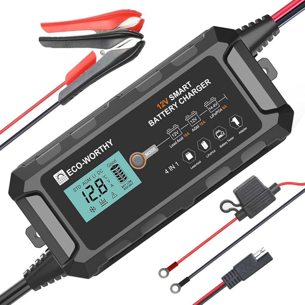 적인 10A LiFePO4 배터리 충전기 12V, 스마트 리튬 및 유지 관리기, 납산, RV, 자동차, 오토바이, 해양, 보트용 트리클 탈황기 - 상품 이미지