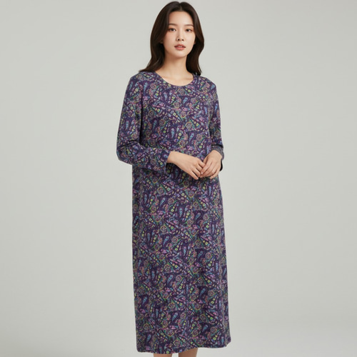 엄마옷 조이마담 H8362 잔꽃 페이즐 양면 박스 홈웨어 원피스 중년여성의류 - 상세 이미지 2