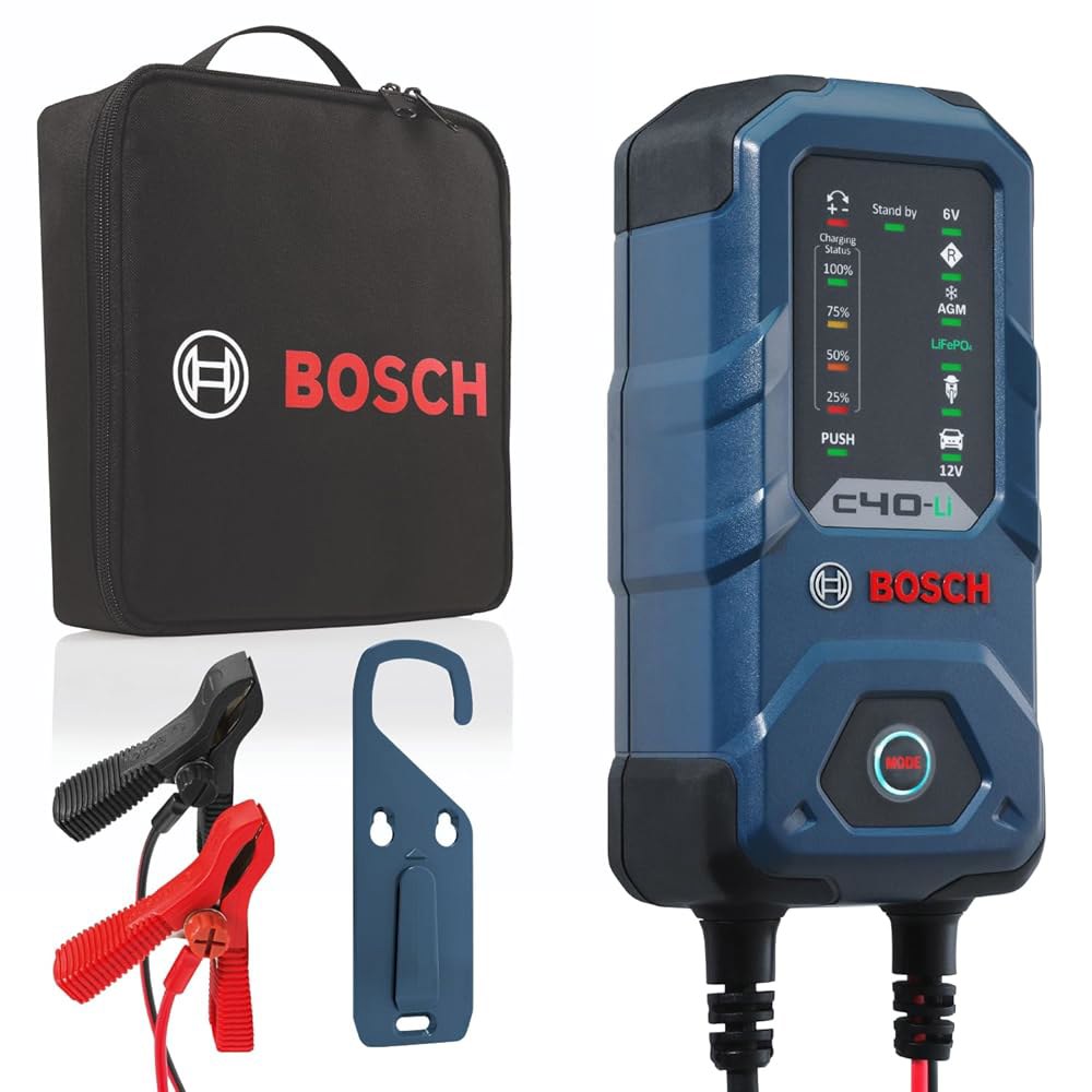 Bosch C40-Li 5A 6V / 12V 차세대 배터리 충전기 u2013 스마트 유지보수 및 트리클 기능, 고급 안전 기능 u2013, AGM, EFB, 젤 SLI를 포함한 - 상품 이미지