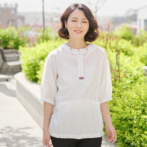 엄마옷 조이마담 T50926 아이스 반오픈 후드 티셔츠 중년여성의류 - 상품 이미지