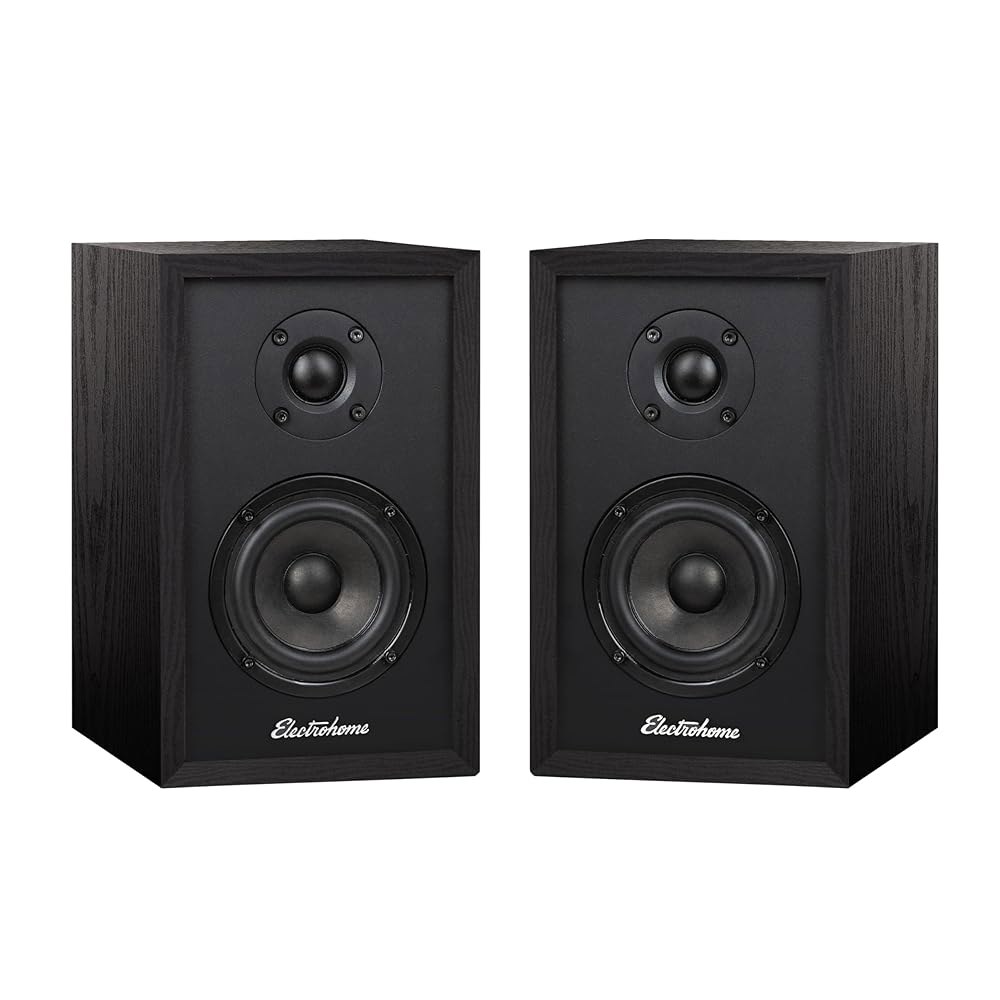 Electrohome Berkeley 2.0 스테레오 전원 블루투스 RCA 및 내장 드라이버 3인치 책장 무선 Aux (EB20B) TV, PC 앰프 턴테이블, 스트리밍용, 음악 - 상품 이미지