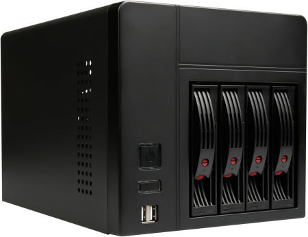AUDHEID 미니 ITX NAS PC K3 섀시 4 베이 DIY 컴퓨터 케이스 PSU Flex&MB ITX와 호환 x 2.5/3.5 트레이 전면 USB 포트 2개와 후면 팬 1