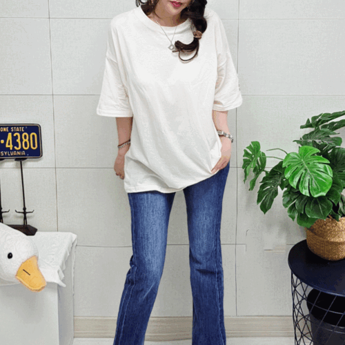 (국산면원단/국내자체생산) T1023 에비뉴 반팔 티셔츠 20대30대여성의류 - 상품 이미지