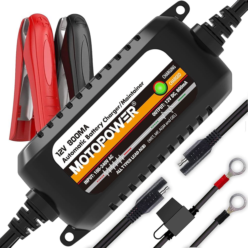 모토파워 MP00205C 12V 800mA 자동 배터리 충전기, 유지보수기, 트리클 충전기 및 탈황기 - 상품 이미지