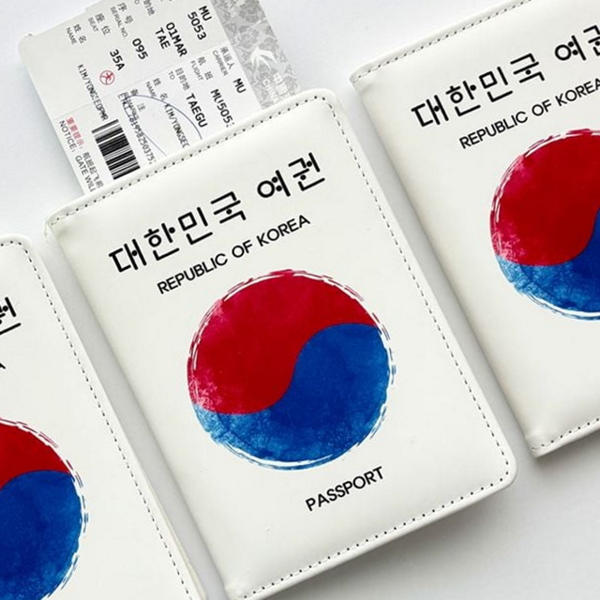 다용도 태극기 여권 케이스 가죽 안티 스키밍 여권 지갑 여행용 - 상품 이미지