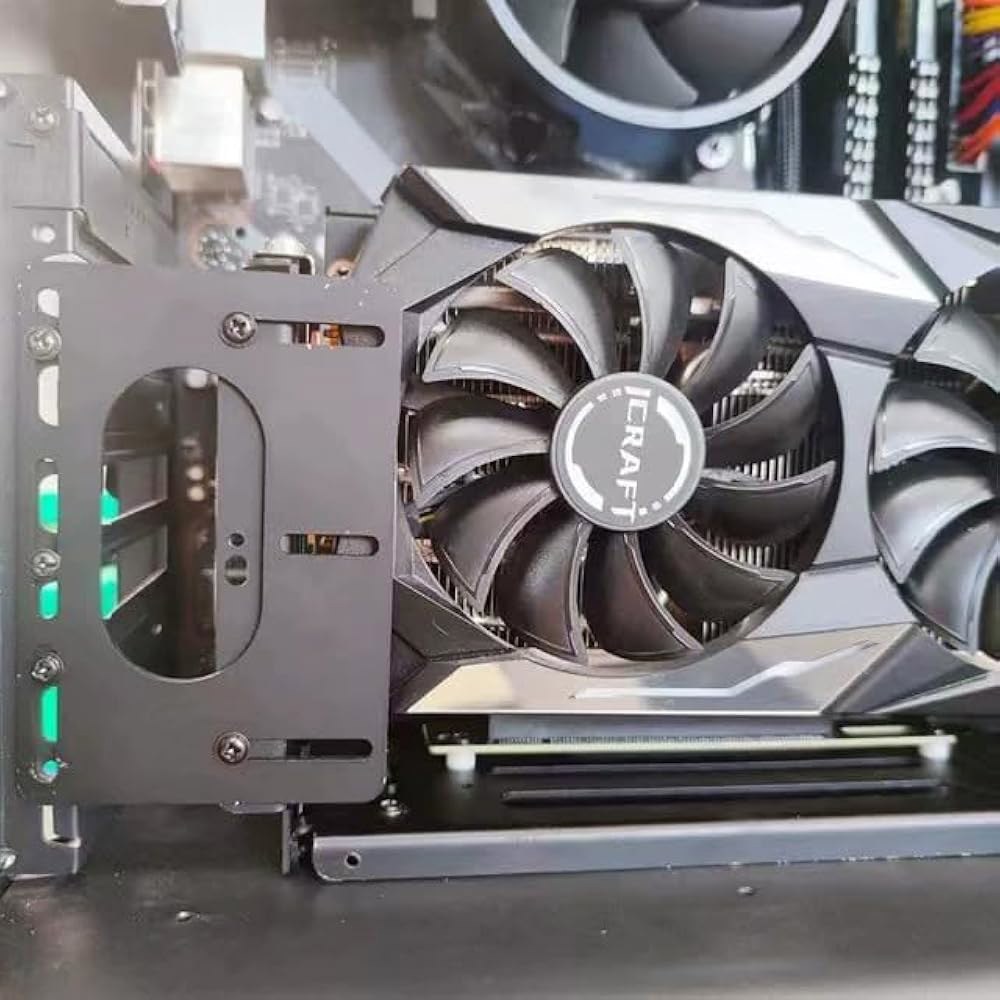 수직 GPU 마운트 브래킷, 하드웨어가 있는 3 슬롯 그래픽 카드 홀더, eGPU 도크, 외부 도킹 스테이션, 블랙 - 상세 이미지 2