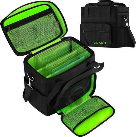 12인치 LP 앨범을 위한 기어릿 비닐 레코드 휴대용 가방. 60개의 음반에 맞는 기깅 DJ와 보관 지퍼 및 메쉬 포켓 어깨끈 포함