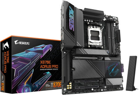 [해외]기가바이트 X870E AORUS 프로 AMD AM5 LGA 1718 마더보드 ATX DDR5 4X M.2 PCIe 5.0 USB4 WIFI7 X870E|AP|M.2 x4|W
