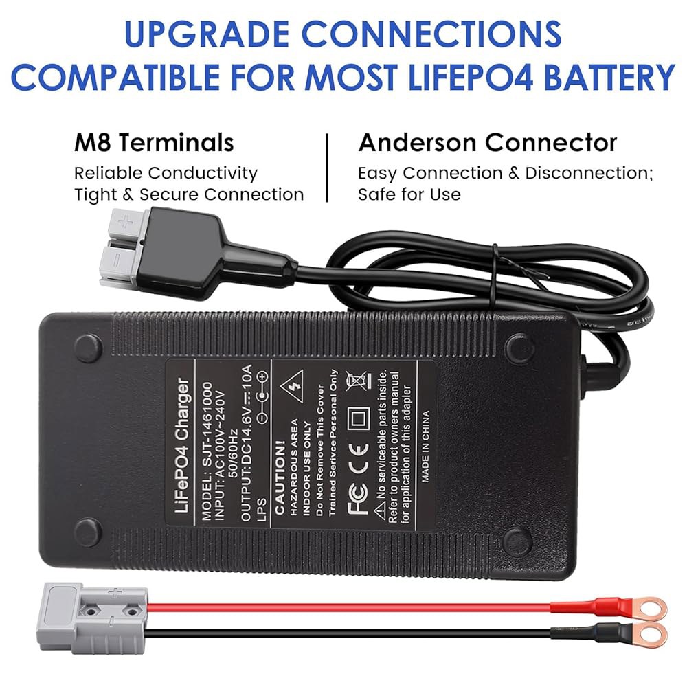 12V 10A 리튬 배터리 충전기 14.6V LiFePO4 AC-DC 스마트 충전기, 앤더슨 커넥터 LED 표시기 포함 자동차, 트럭, 보트, RV의 딥 사이클 충전식 특수 - 상세 이미지 3
