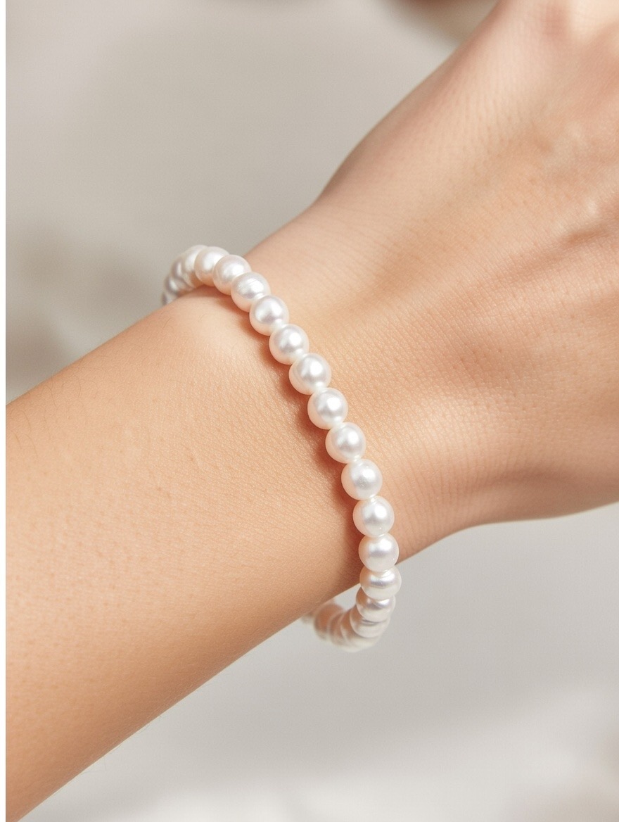 14K 골드 장식 3.5mm~5.5mm 담수진주 팔찌AAA+ - 상세 이미지 2
