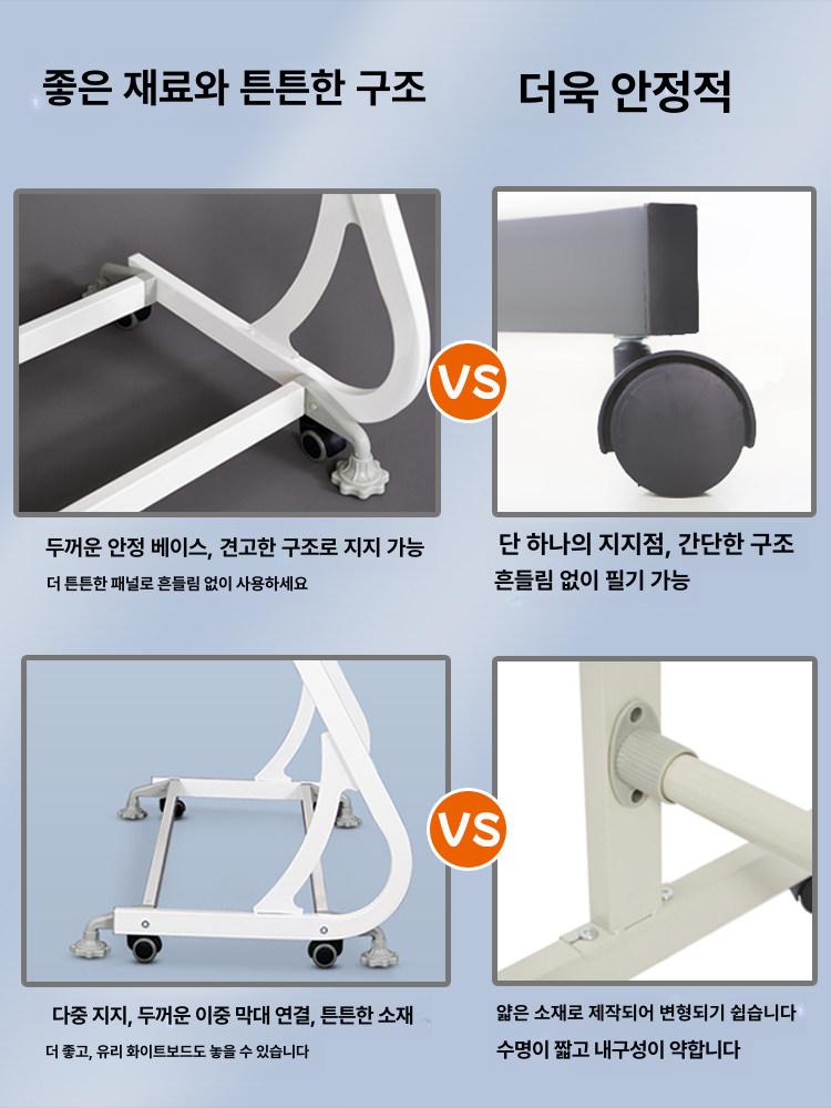 거치대 사무실 폴딩 보드판 고정 이동형 공부방 스텐드 스몰 화이트 80x120cm - 상세 이미지 5