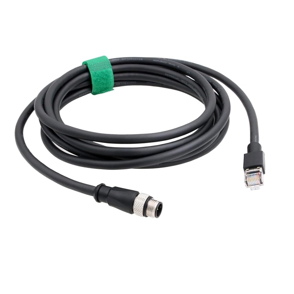 코그넥스 비전 카메라 바코드 리더 MicroHawk 1M용 코드 케이블, RJ45 체커 4G V430-F용 CAT6 A PLC 이더넷 8핀 M12 네트워크 Omron 1 meter - 상품 이미지