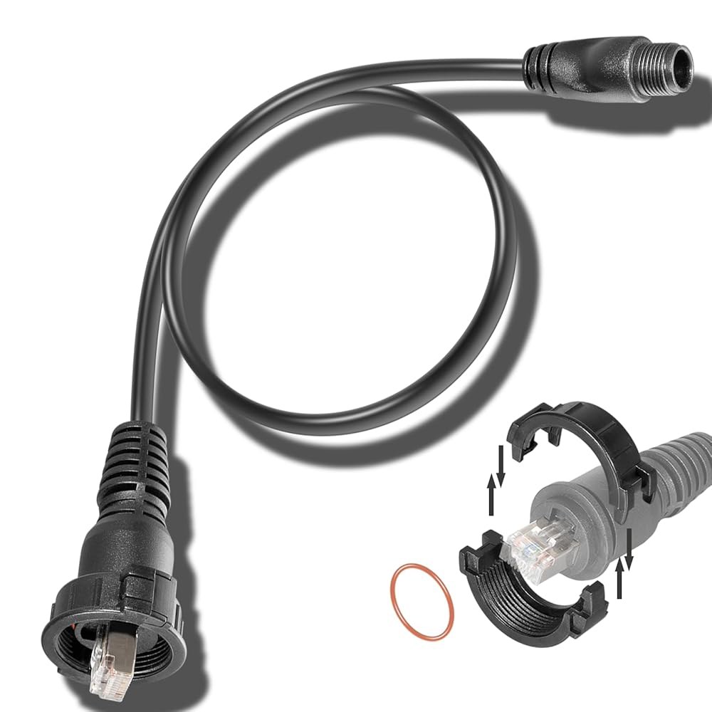 Marine 네트워크 어댑터 케이블 블랙 GMR Sonar LiveScope RJ-45 스몰 GC 254 IP 호환 커넥터, GLS 124 Panoptix 200 54 모듈, 대형 - 상품 이미지