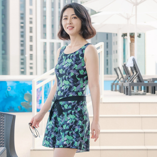 조이마담S7119 에메랄드 수영복 세트 50대60대중년여성 빅사이즈래쉬가드 - 상세 이미지 2