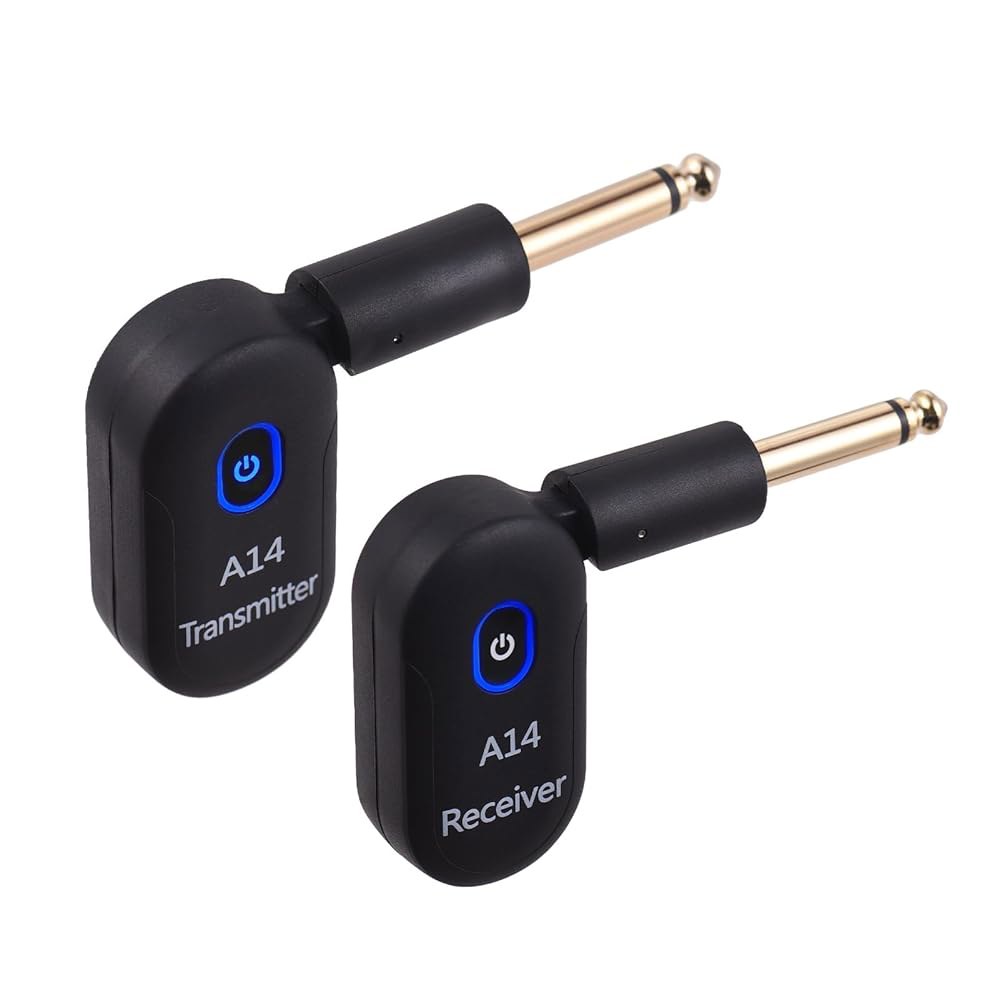 요약 2.4G 무선 기타 시스템 충전식 휴대용 송신기 수신기 세트 듀얼 모드 전환 90도 회전식 플러그 앤 플레이(전기/음향 베이스 바이올린용) - 상품 이미지