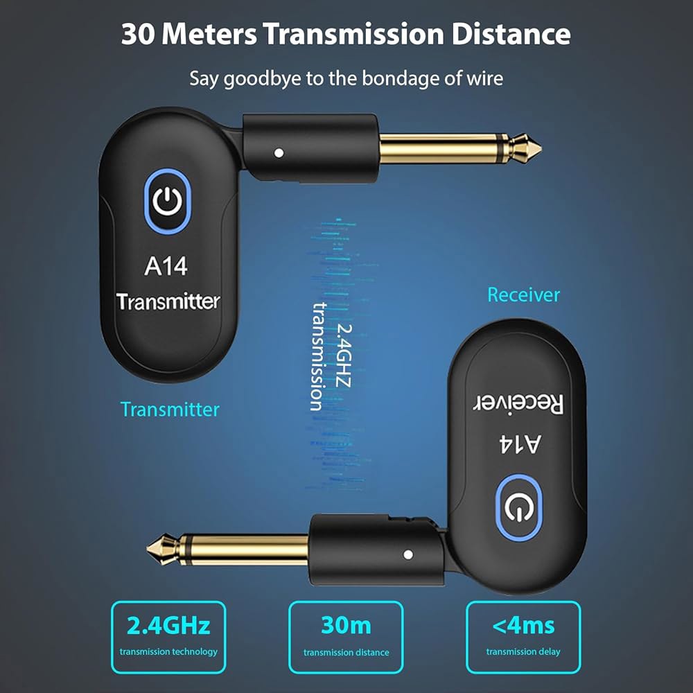 요약 2.4G 무선 기타 시스템 충전식 휴대용 송신기 수신기 세트 듀얼 모드 전환 90도 회전식 플러그 앤 플레이(전기/음향 베이스 바이올린용) - 상세 이미지 3