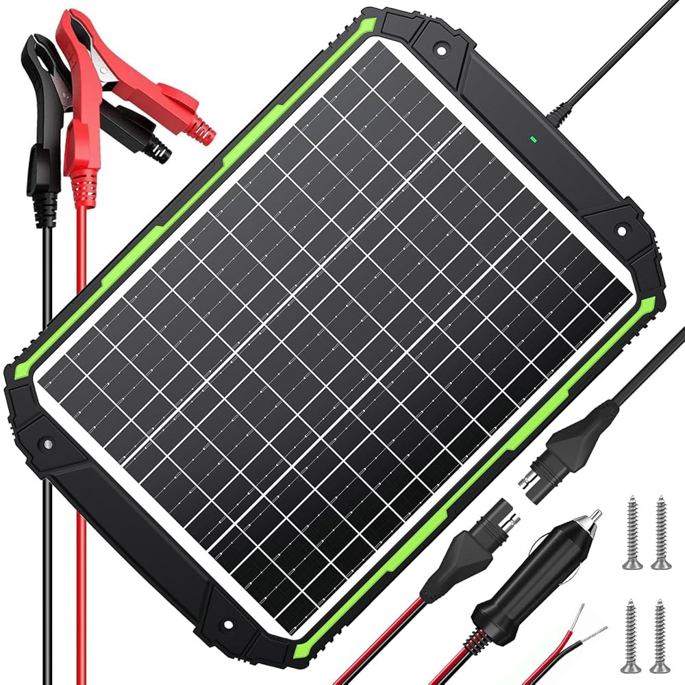 Sun Energyise 25W 12V 태양광 배터리 충전기 및 유지보수, 스마트 MPPT 충전 컨트롤러 내장, 방수 25와트 12볼트 패널 트리클 키트 자동차 오토 보트 RV - 상품 이미지