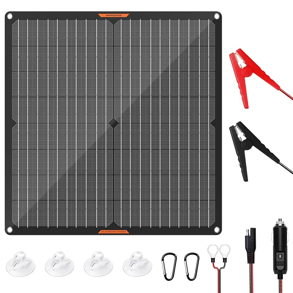 태양광 패널 30W 12V 자동차 배터리 충전기 휴대용 방수 트리클 충전기, 악어 클립 포함 10W Solar Panel - 상품 이미지