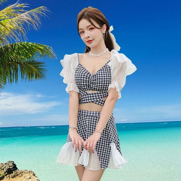 프릴 여성 수영복 스커트 치마 수영복 풀빌라 휴양지 여행 해변 - 상품 이미지