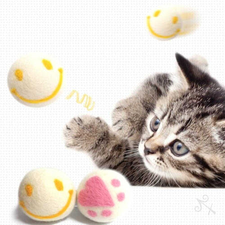캔캔토토 빅 양모볼 스마일 고양이양모볼 캣볼 고양이장남감