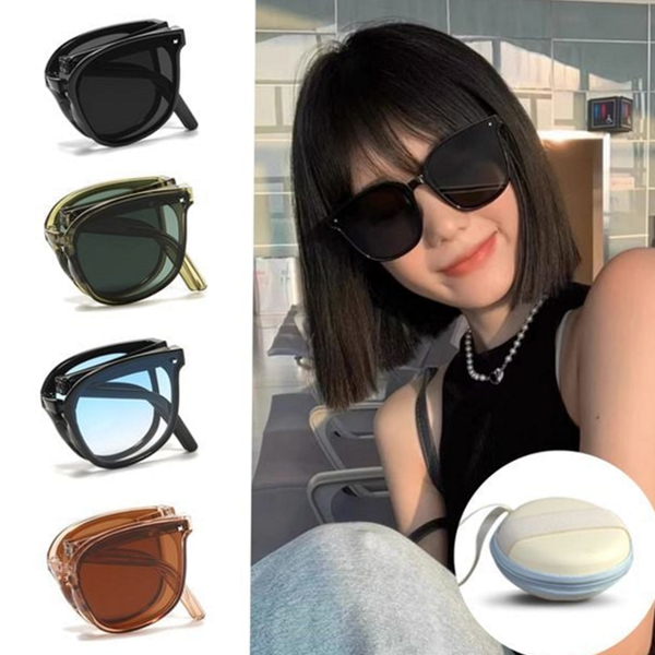 패션 접이식 선글라스 라운드 휴대용 선글라스 썬글라스 남녀공용 여행용 - 상품 이미지